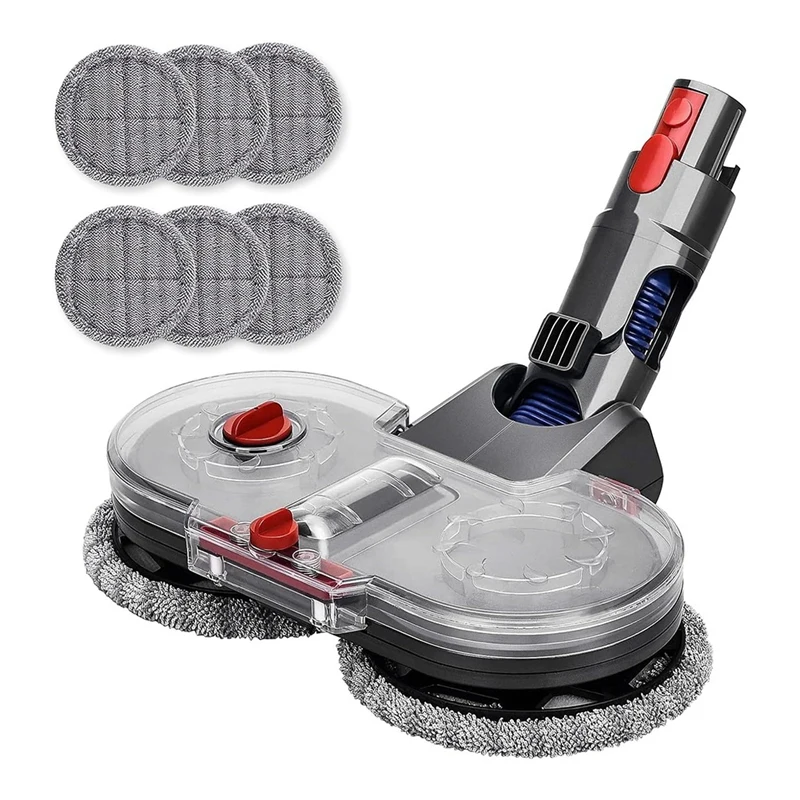 Electric Mop Head Attachment For Dyson V7 V8 V10 V11 V12 V15, Dual Rotating Motors With 6 Pieces Washable Mop Pads