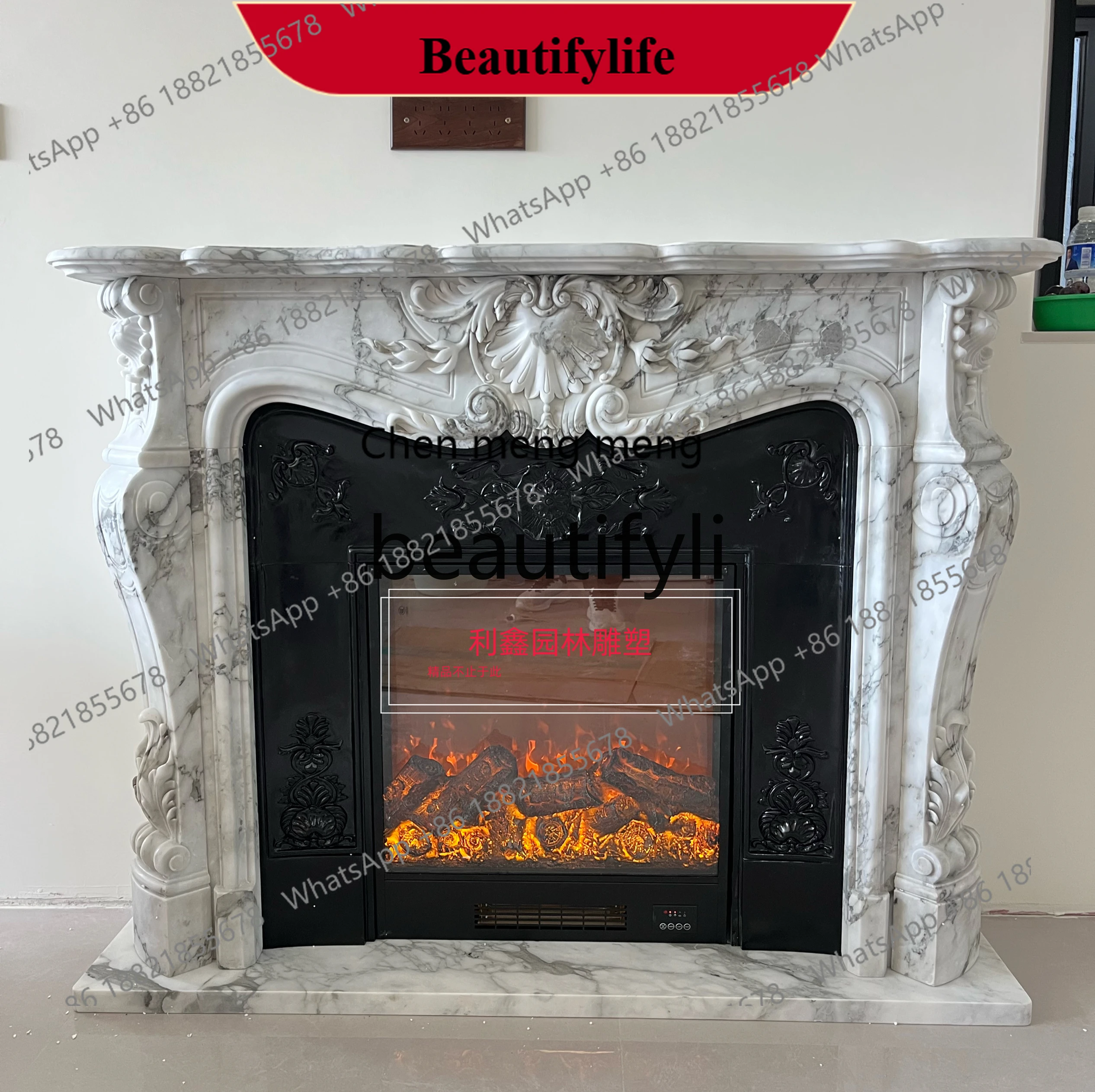 

D178 Камин Французский Минималистский Стиль Украшения Европейский Большой Цветочный Белый Камин Американский Мраморный Камин