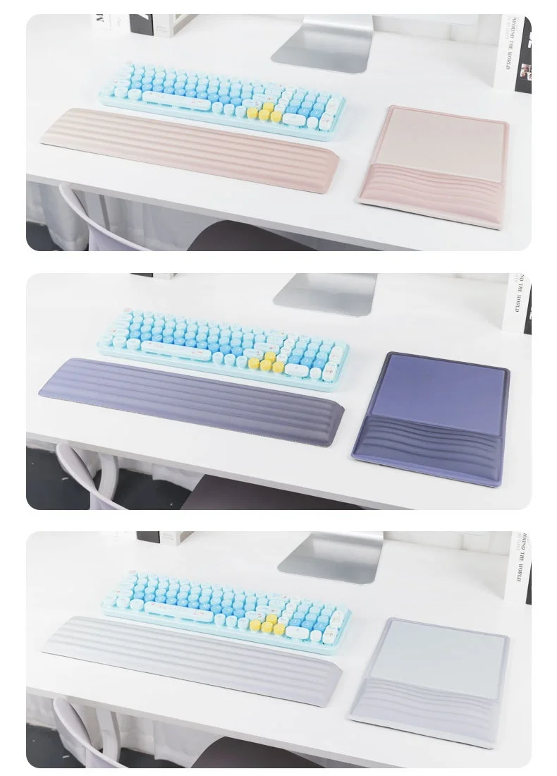 Schaumstoff-Handgelenkauflage Tastatur-Pad-Set 6 Farben Büro Gaming Weiche Ergonomische Rutschfeste Schreibtischunterlage – Detail 10