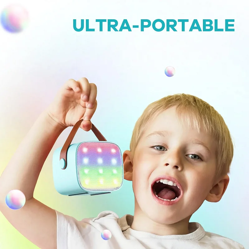 Mini Microphone karaoké pour enfants, avec lumières colorées, haut-parleur Bluetooth Portable pour garçons et filles, chant en plein air, cadeau de fête, jouet sans fil