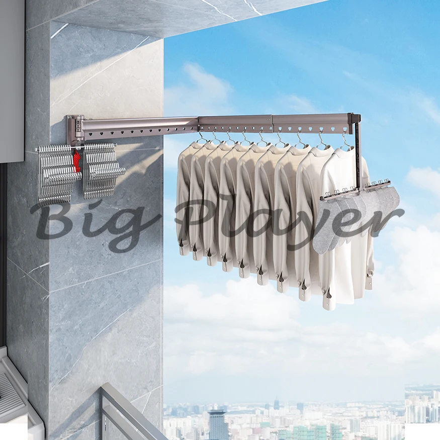 High Level Quality Aluminum Alloy Foldable Windproof Multi Function Wall Mounted Clothes Drying Rack