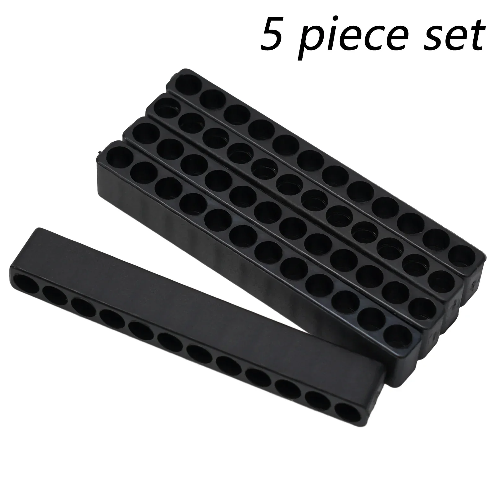 5-piece Bit Holder 12-hole Black Plastic Screwdriver Bit Storage Box Holder For Storing Hexagonal Handle Screwdriver Bits