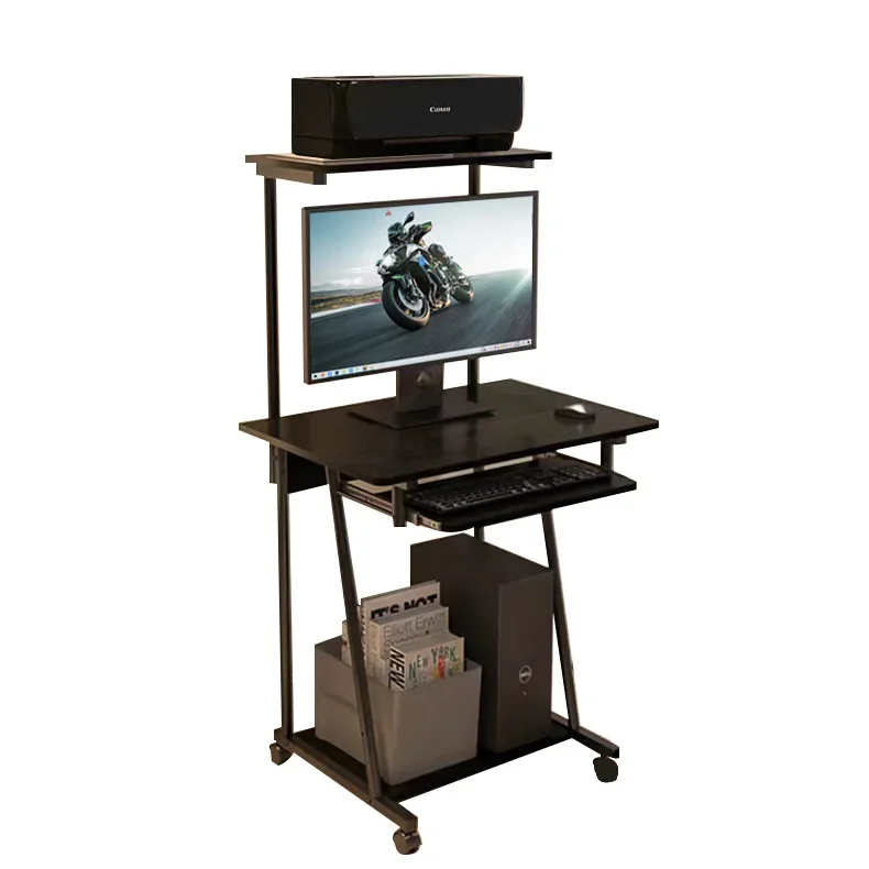 -Computer Corner Table Home Living Room Office Furniture Wood Metal Fram Standing Desk