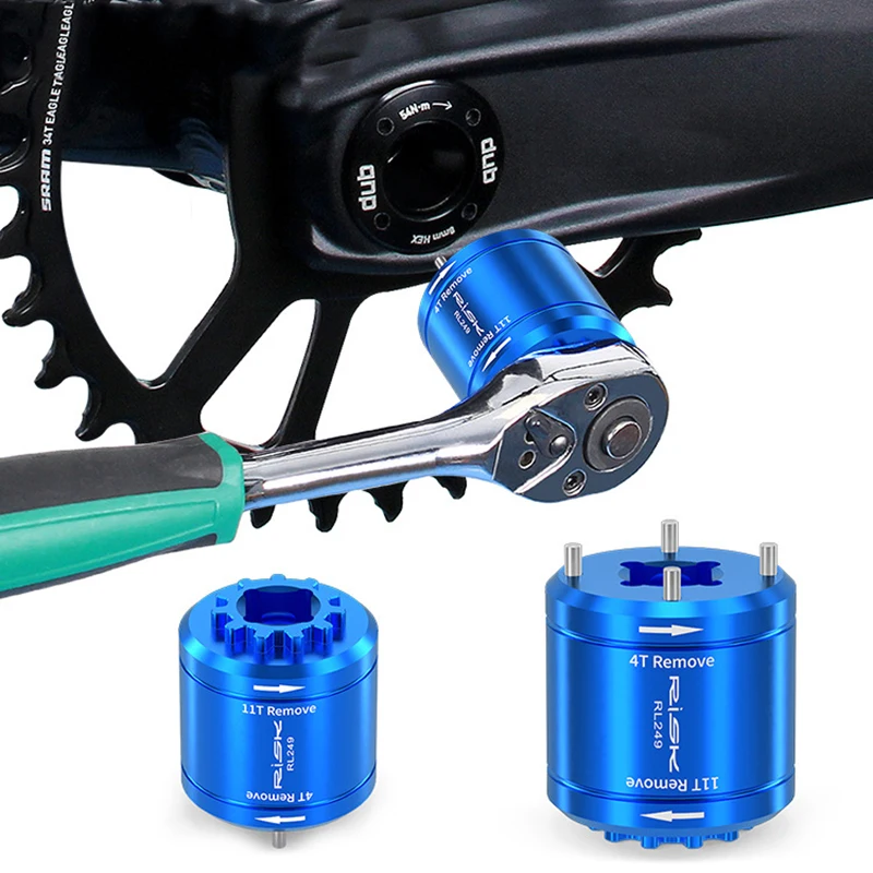 2 In 1 Bicycle Crankset Cap Remover Extractor For XTR M9100 Bottom Bracket Crank Screw Removal Tool 3/8”Ratchet Wrench