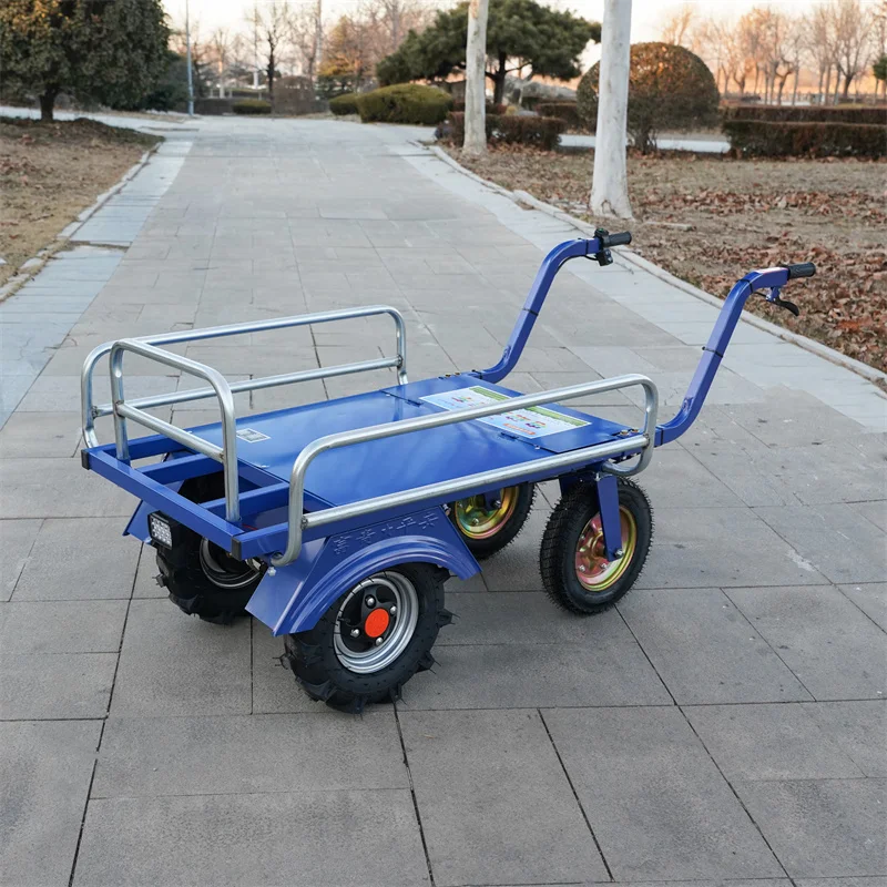 

All-Terrain Electric Trolley Cart With Iron Construction And Pneumatic Four-Wheel For Outdoor Construction Sites