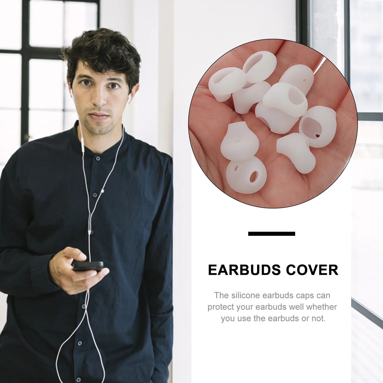 

10Pairs Earbuds Caps Silicone Replacement Earphone Cover Soft Comfortable Protective Tips for Edge