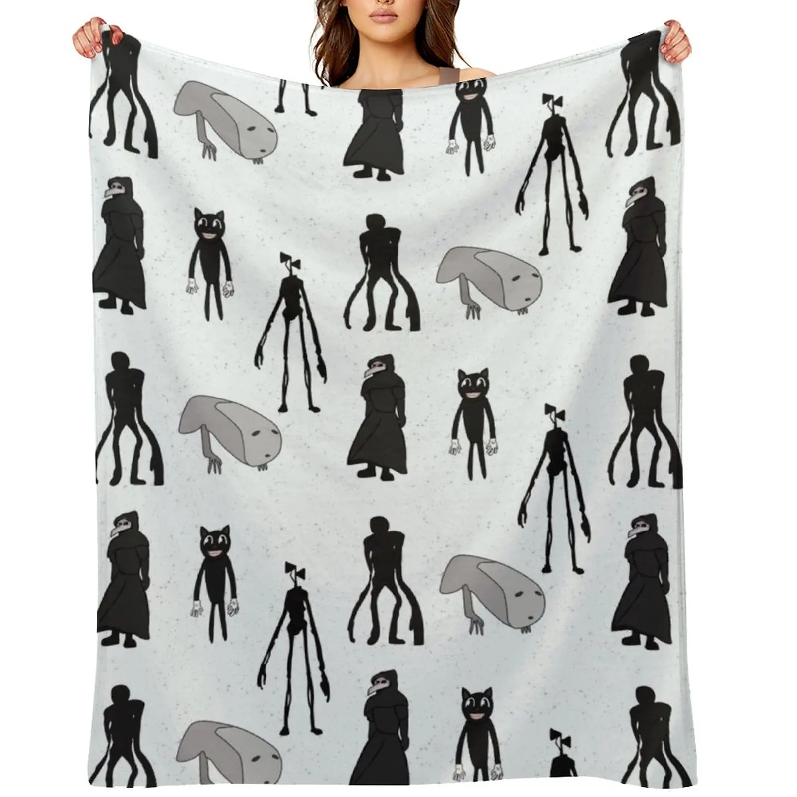 

Siren head, breaking news, witch dr, bridge worm, cartoon cat Throw Blanket Soft Plaid on the sofa Quilt Comforter Blankets