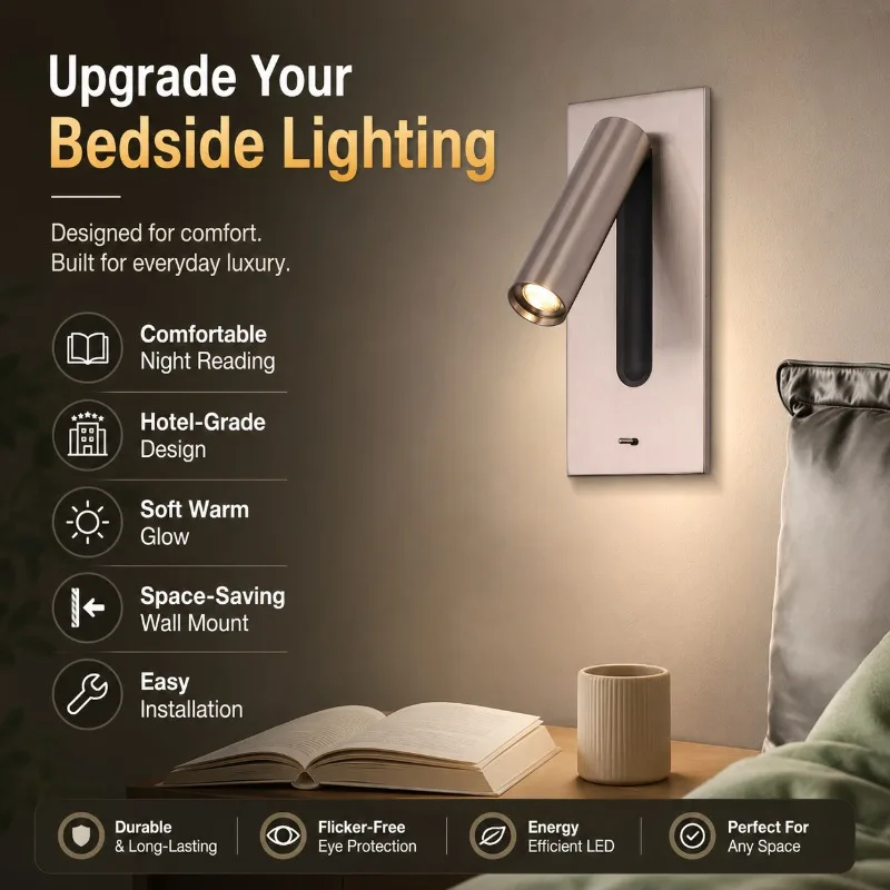 

Reading Wall Light Full Spectrum Hotel Room Engineering Bedroom Bedhead Room Premium Wall Light