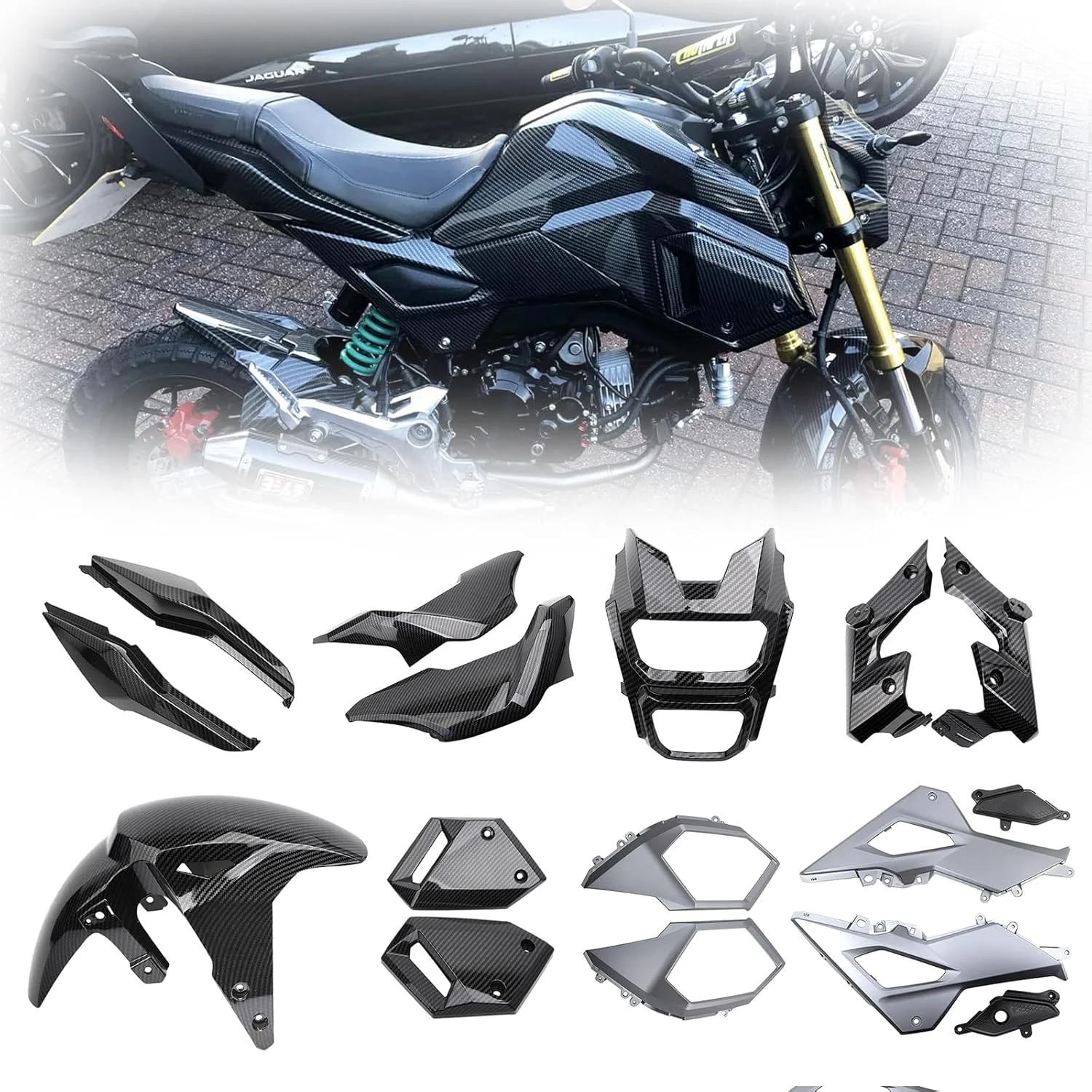 Kit carenatura moto in fibra di carbonio in materiale ABS compatibile con Honda Grom Msx 125 SF 2017-2020