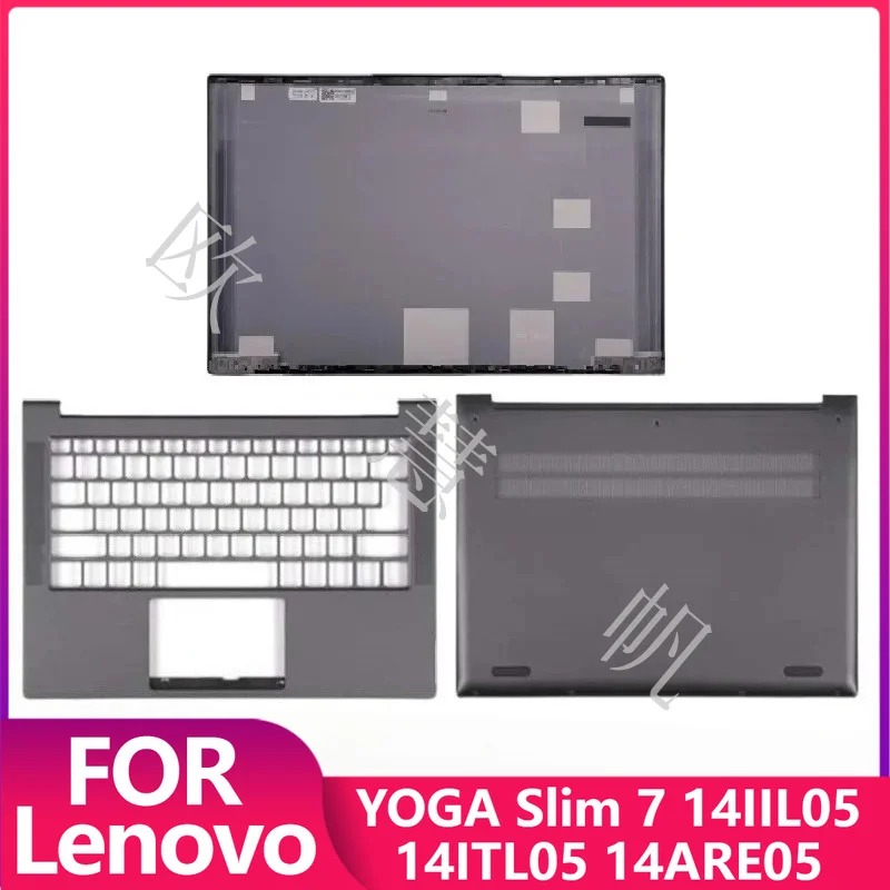 T New Replaced Case for Lenovo YOGA Slim 7 14IIL05 14ITL05 14ARE05 2020Y LCD Back Cover /Palmrest Upper Cover /Bottom Case Gray