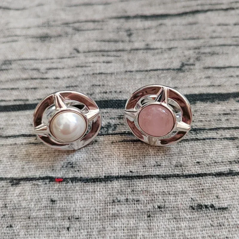 2025 Summer New Product Fashion Style Pearl/Pink Quartz Four Star Ring Women's Date Accessories Multi functional Gift Jewelry