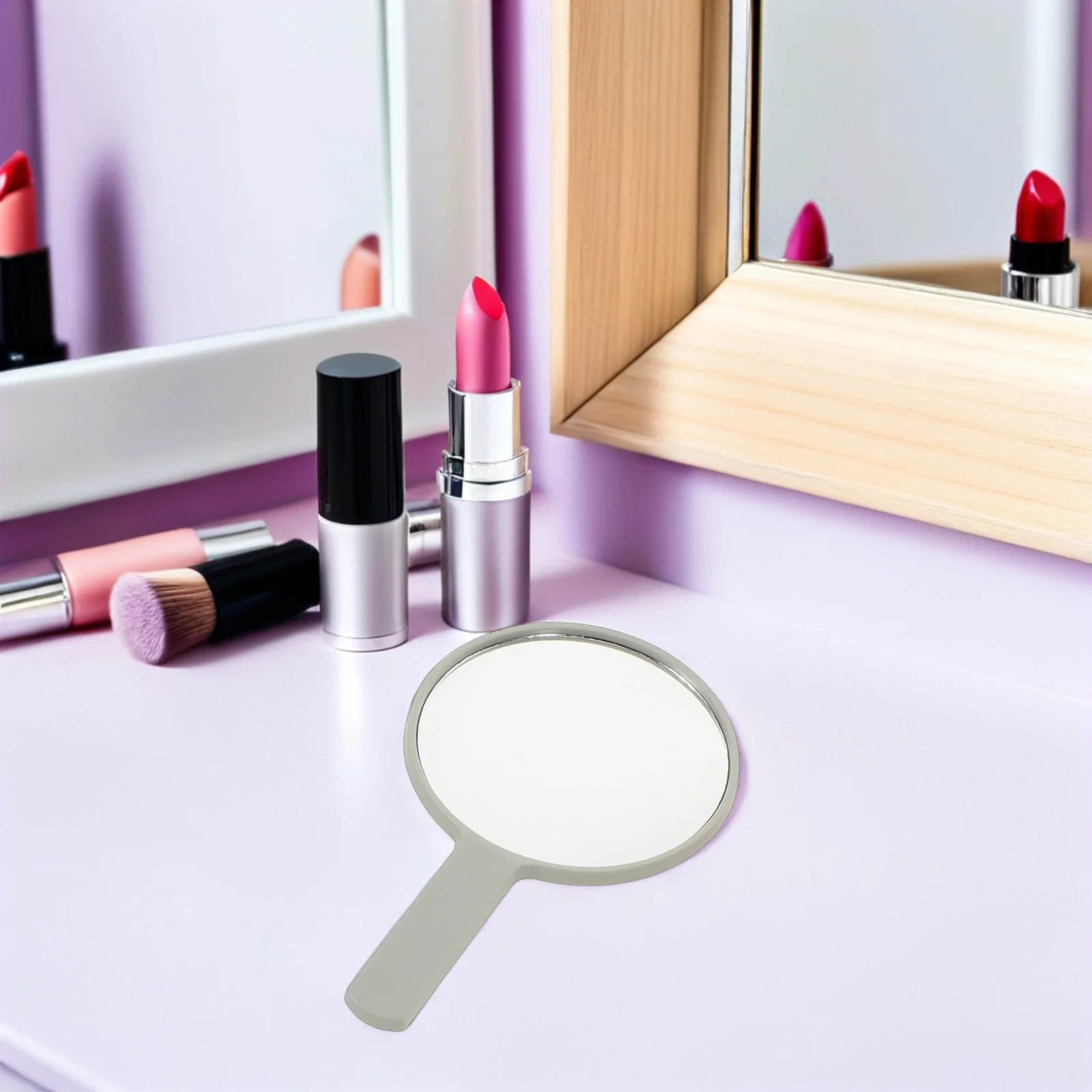 

4Pcs Small Round Handheld Anti-Fog Makeup Mirror Portable Vanity Mirror Handle Girls Travel Makeup Handheld Mirrors
