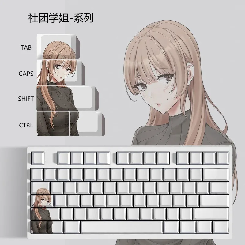 Club Senpai Theme Anime Keycaps Mechanical Keyboard Original PBT Custom Cute Keycaps PC Game Keyboard Collection Gift Keycaps