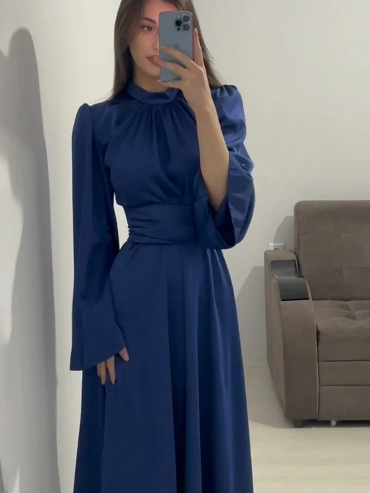 Vestido de fiesta musulmán Eid para mujer, Abaya marroquí, satén, Ramadán, Abayas, caftán islámico, Dubai, túnica larga árabe, 2024