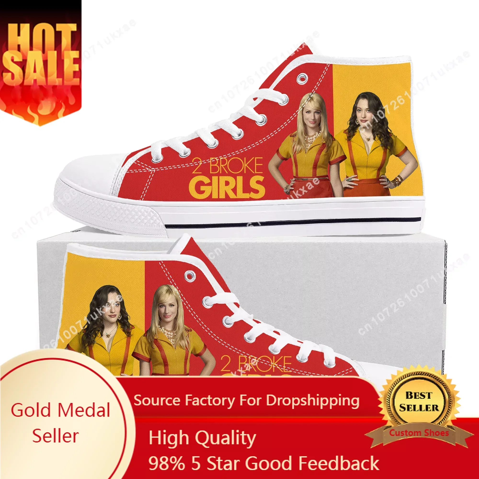 

2 Broke Girls High Top Sneakers Mens Womens Teenager Canvas High Quality Sneaker Casual Custom Made Shoes Customize DIY Shoe