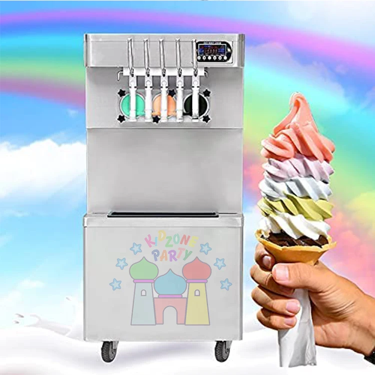 Commercial refrigerated transparent mixed flavors five soft serve flavors yogurt soft ice cream machine