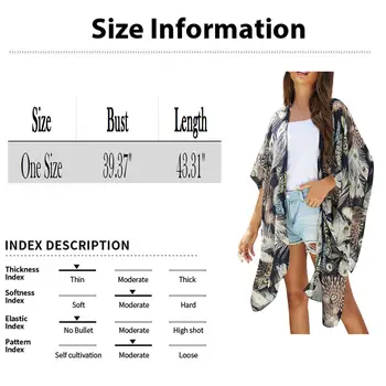 Copricostume estivi da donna, in chiffon, con stampa, cardigan, protezione solare, costumi da bagno, kimono, bikini da spiaggia casual, copricostume per le vacanze 10 best sales kimono di chiffon - №6