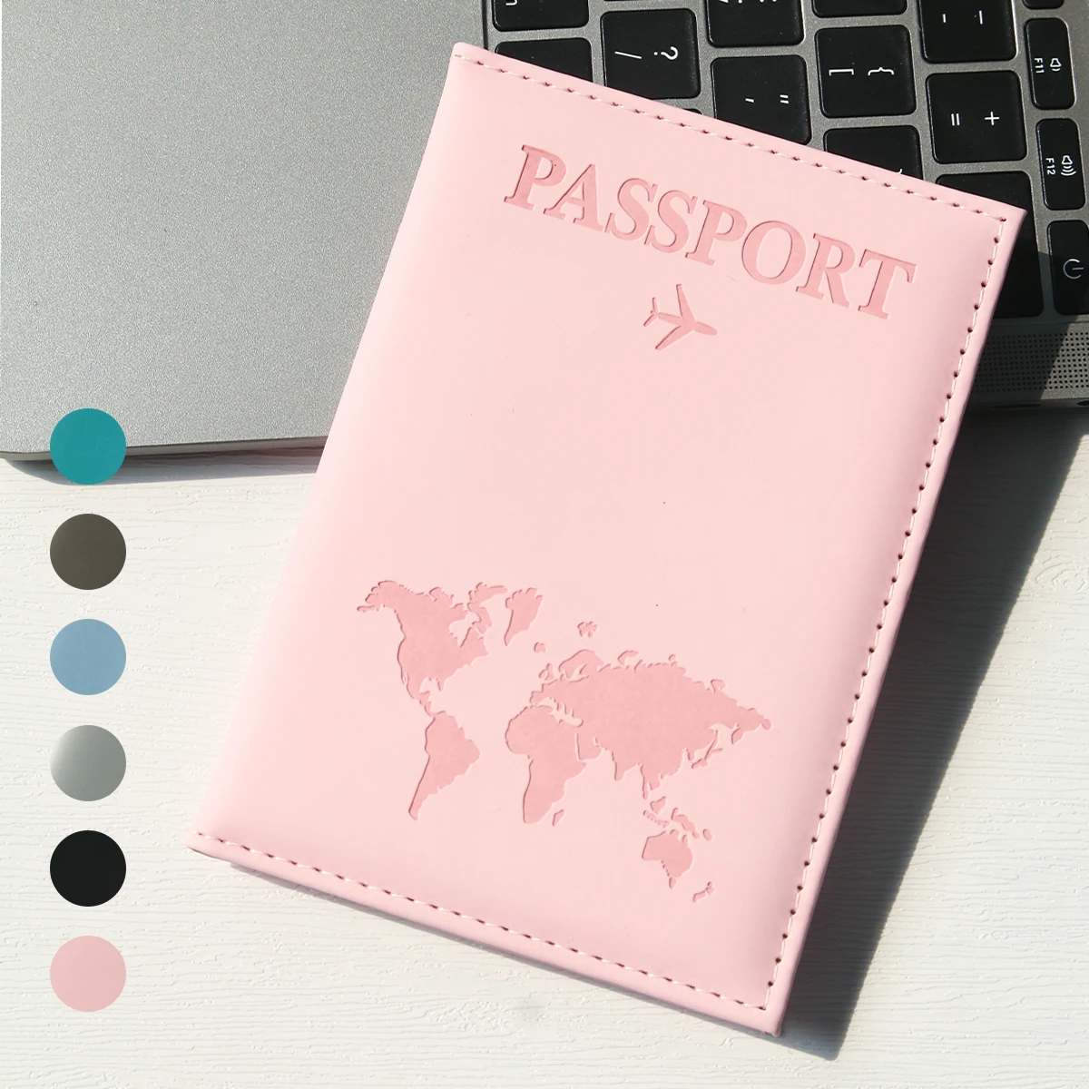 Map PU Leather Passport Cover - Slim Portable Travel Essential for Cruises, Vacations - Must-Have Holder