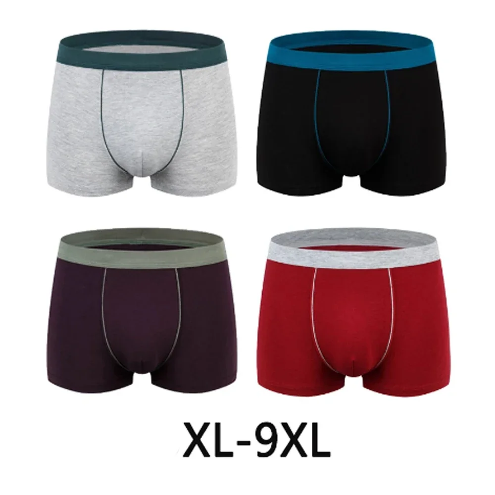 XL-9XL Big Size Men Underwear Cotton Male Boxer Plus Size Soft Underpant Men Solid Oversize Boxer Shorts Ventilate Seamless