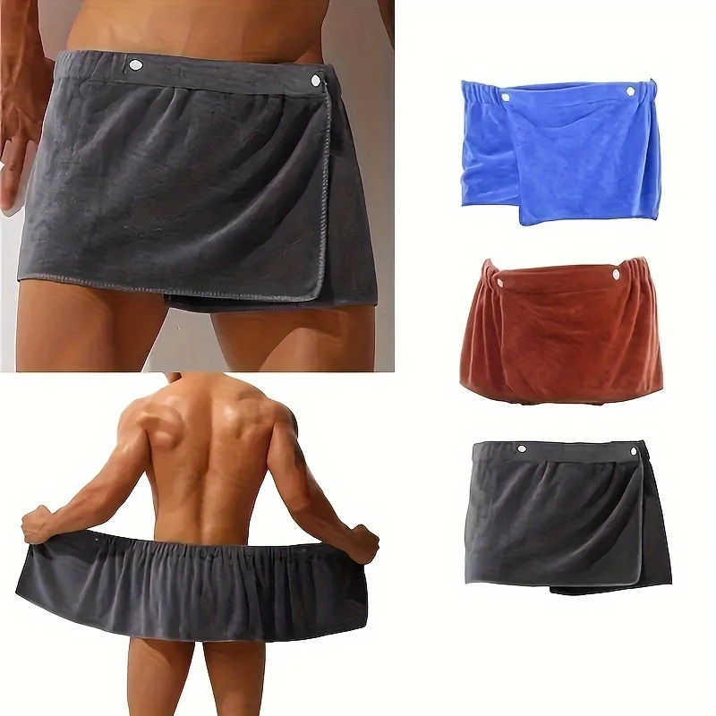 1 PC Men's Ultra-Soft Microfiber Bath Towel Wrap - Solid Color Shorts for Gym, Spa, Beach, Camping, Bathroom - Quick Dry