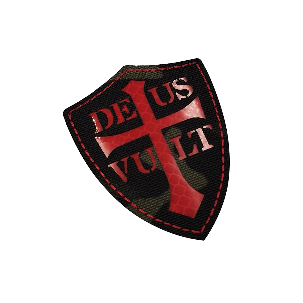 Knights Templar Embroidered Patch the Crusades IR Infrared Reflective Military Tactical Combat Emblem Badge PVC Hook Fasterner