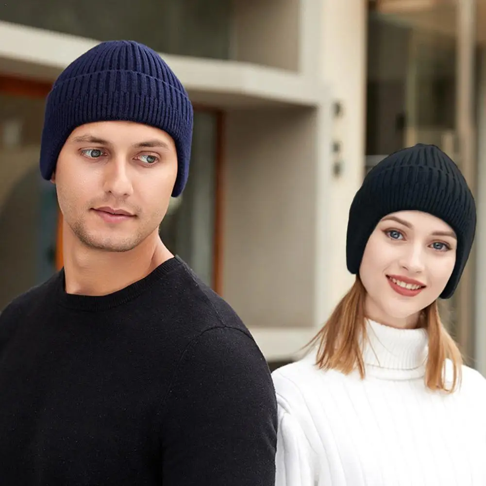 

Winter Thickened Ultra-Warm Men Sporty Knit Hat With Earmuffs For Cold Weather Perfect For Skiing And Outdoor Activities