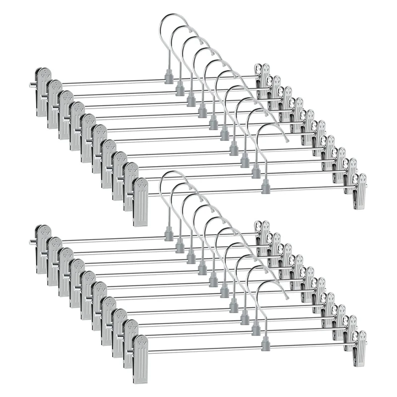 

Pant Hangers,Skirt Hangers With Clips Space Saving,Adjustable Clips Hangers Clothes Hangers For Pants-AA68