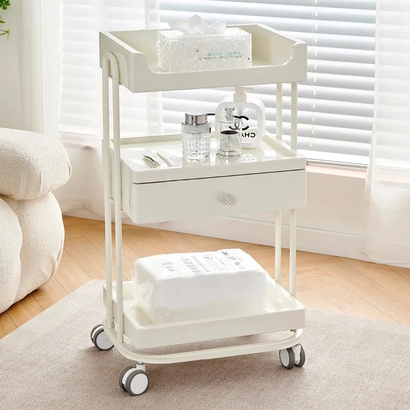 Beauty Utility Salon Trolley Equipment White Hair Rolling Tools Cart Storage Manicure Carrello Estetica Barbershop Furniture HD