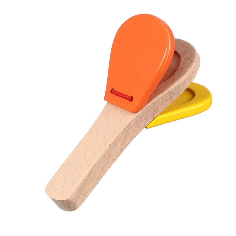 Wooden Castanet Clapper Percussion Rhythm Clap Handle Music Instruments for Kids Early Educational Toys Kinder Spielzeuge