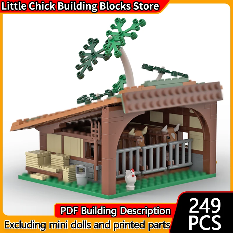 

Medieval Castle Model MOC Building Bricks Village Livestock Shed Modular Technology Children Holiday Gifts Assemble Toys Suit
