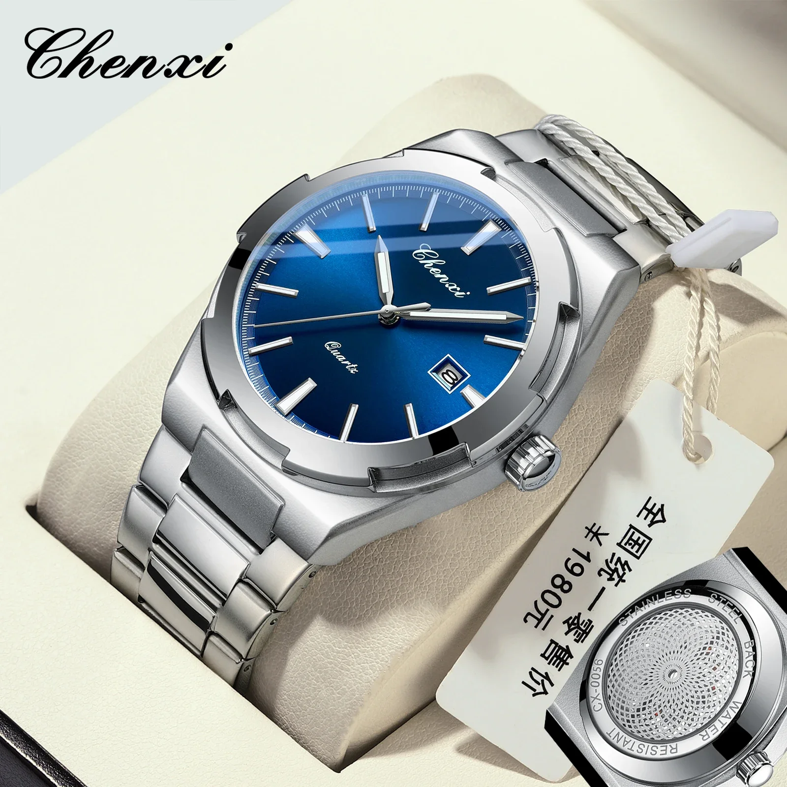 

Chenxi 0056, брендовые высококачественные прозрачные мужские кварцевые часы Relogio Masculino, модные часы с календарем из нержавеющей стали для мужчин