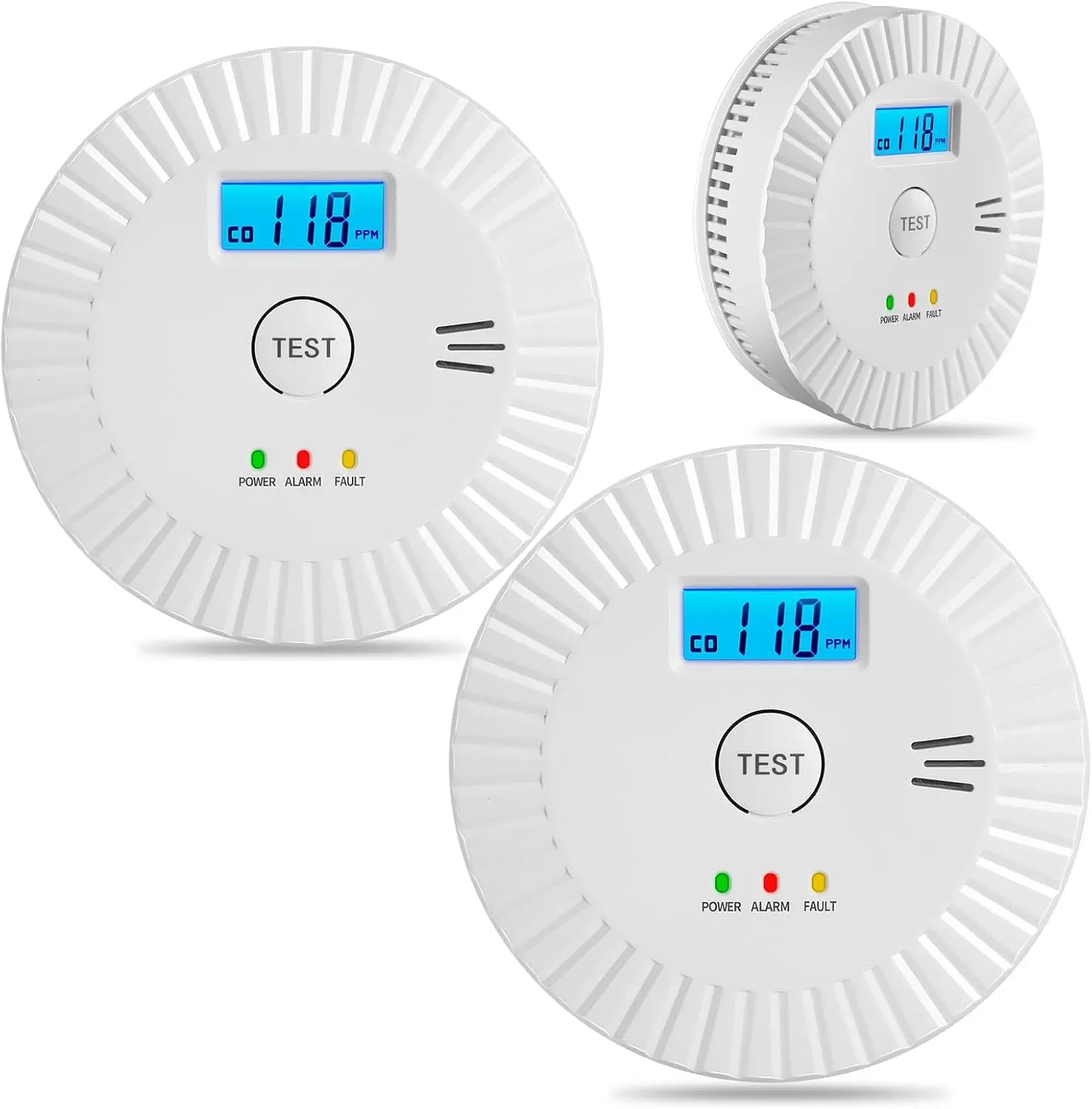

Комплект из 3-х дымовых и угарных датчиков с ЖК-дисплеем, портативная пожарная сигнализация для безопасности дома и кухни