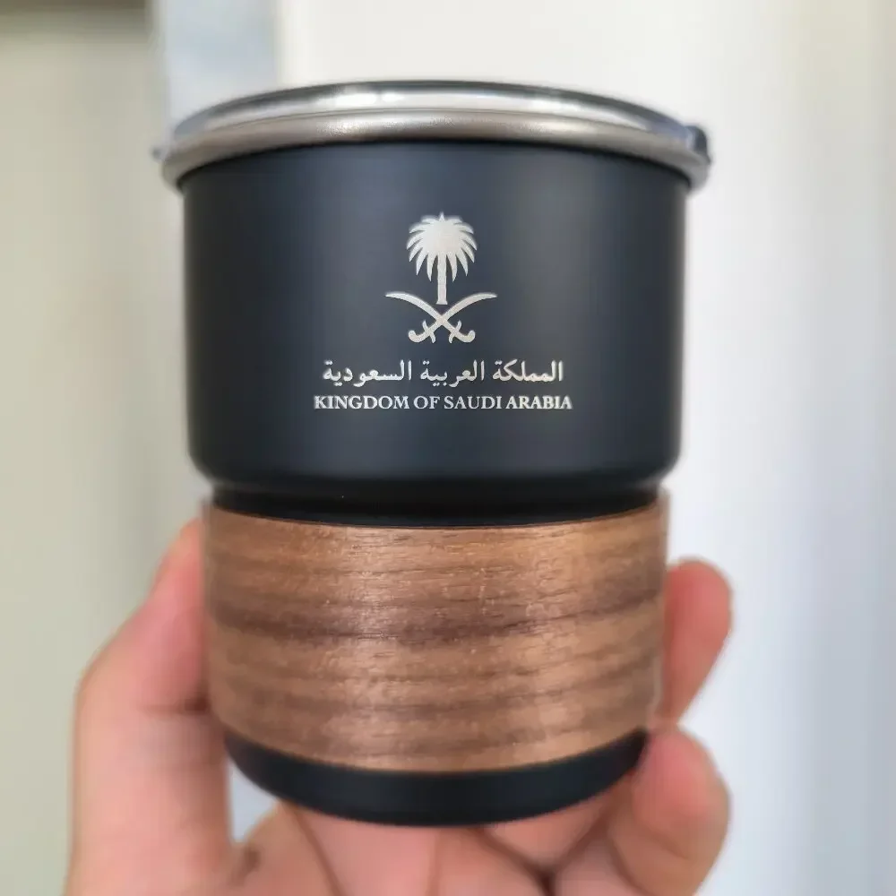 The National Emblem of Saudi Arabia Logo New Stainless Steel Cup Beer Mug with Lid wood 300ml Outdoor Camping Coffee Mug