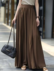 ZANZEA High Waist Streetwear Maxi Skirts Ruffled Autumn 2025 Women Solid A-line Faldas Korean Fashion Casual Loose Long Jupes