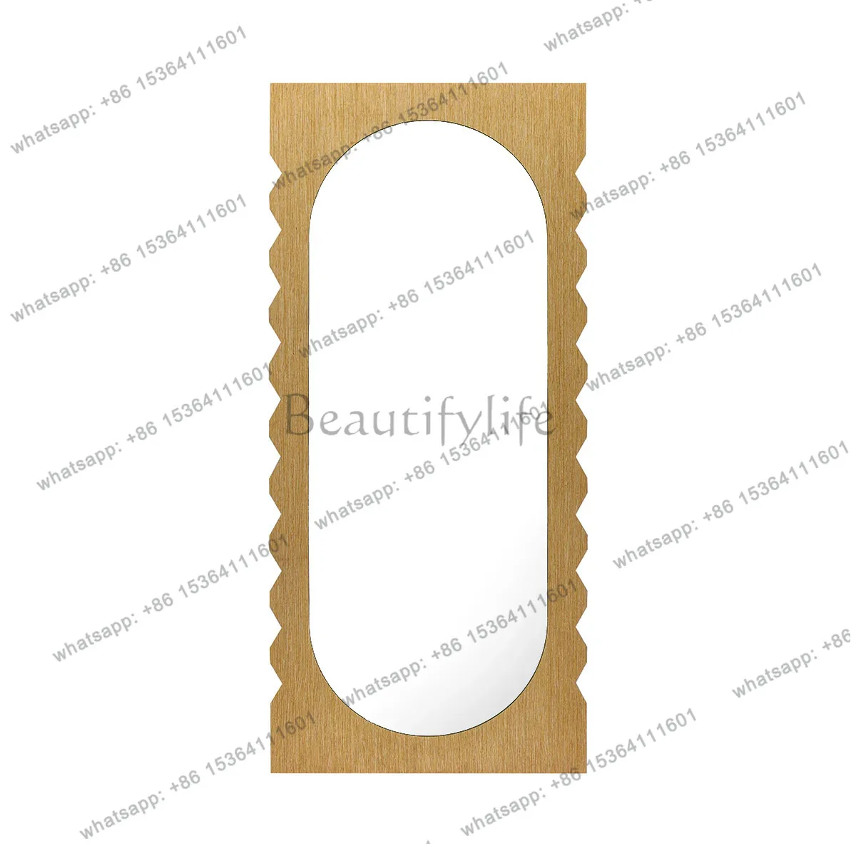 Simple modern style new Chinese art mirror French medium and ancient style wave full-length mirror