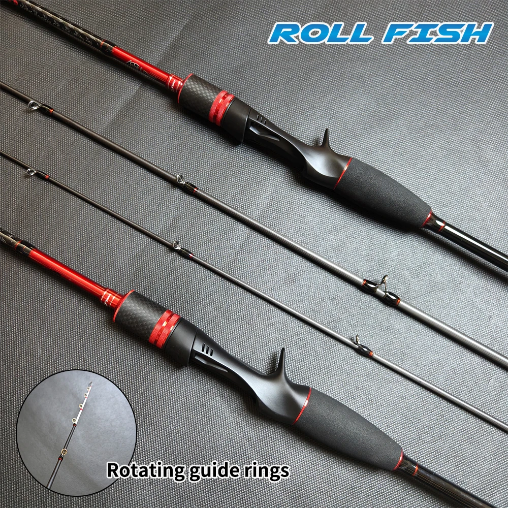 ROLLFISH Carbonfaser-Vollspitzenrute – Hochsensible Salzwasser-Jiggingrute für Oktopus/Tintenfisch 1,98m/2m