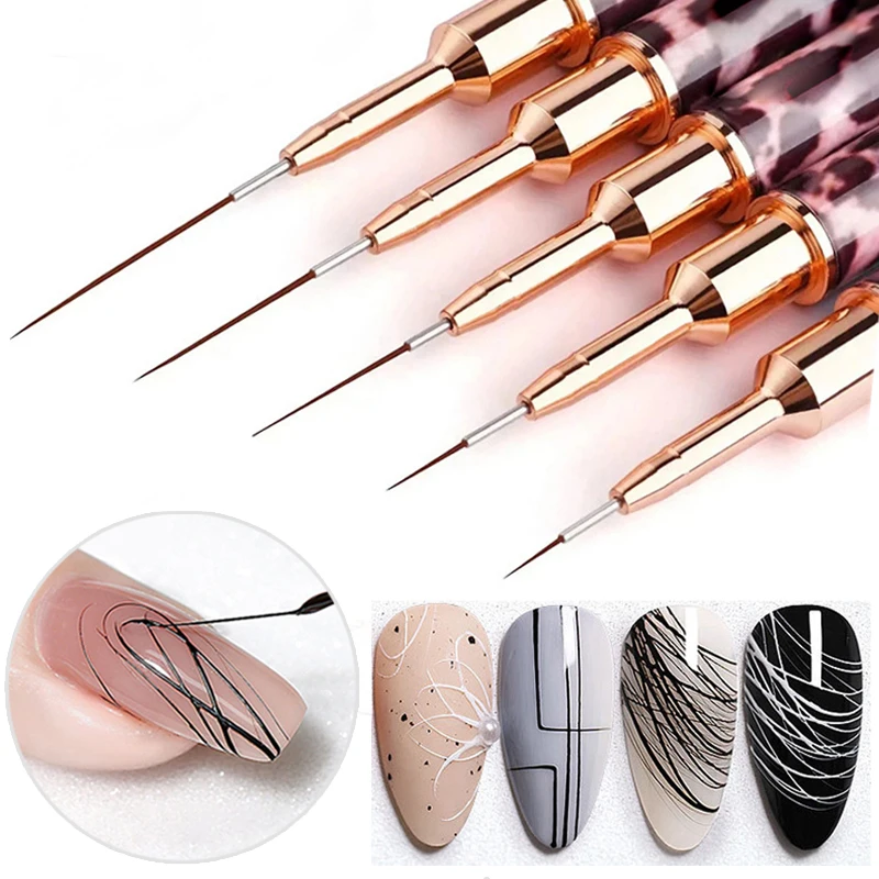 14 Sizes Nail Art Brush Metal Handle Nail Liner Brush Stripe Pattern Painting Brush Acrylic UV Gel Extension Drawing Carving Pen