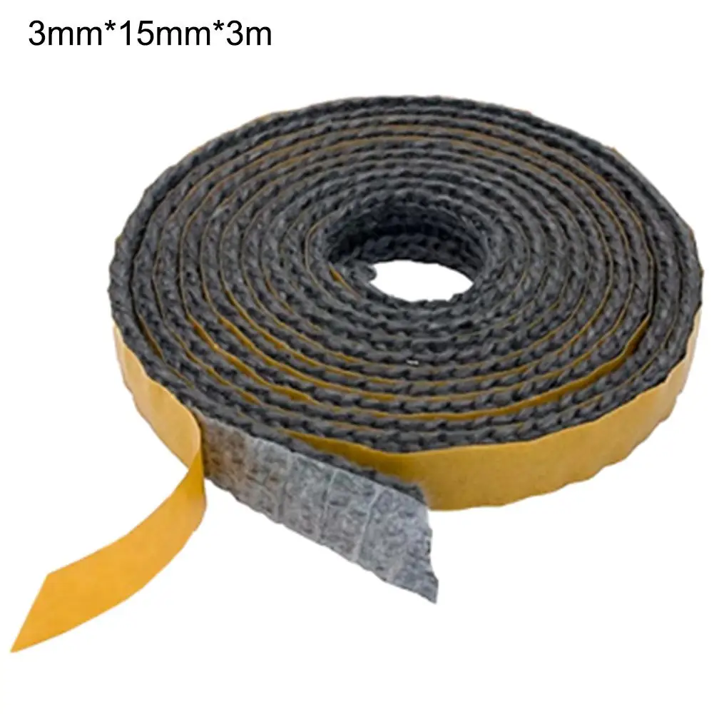 

3 Meters Fireplace Sealing Rope Gasket Cord Black Flat Stoves Rope Adhesive Chimney Door Stove Fireplace Sealing Tape Gasket