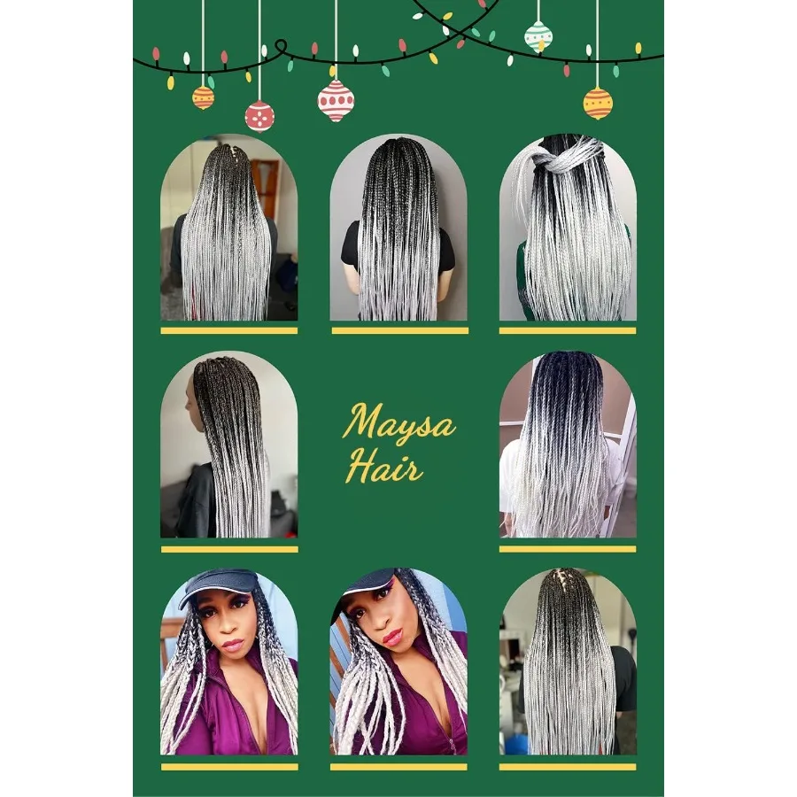 أبيض وأسود تجديل الشعر ملحقات مسبقا أومبير تجديل الشعر 24 بوصة 3 قطعة ملحقات الشعر جامبو الاصطناعية للطبيعة