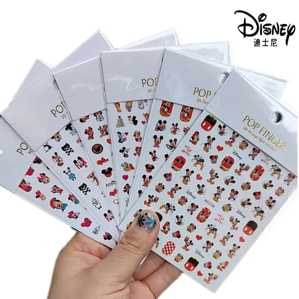 Disney Mickey Nail Stickers Cute Cartoon Children Stickers Anime Toys Manicure Accessories Girls Student Decoration Decals gift