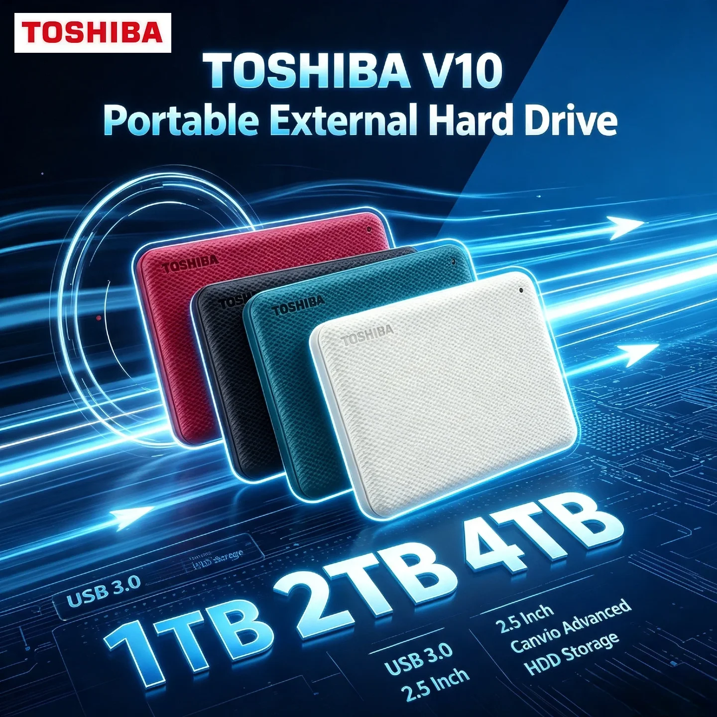 Toshiba Canvio Advanced V10 2.5 " USB 3.0 1TB 2TB 4TB HDD Portable External Hard Drive Disk Mobile 2.5 For Laptop Computer Elite