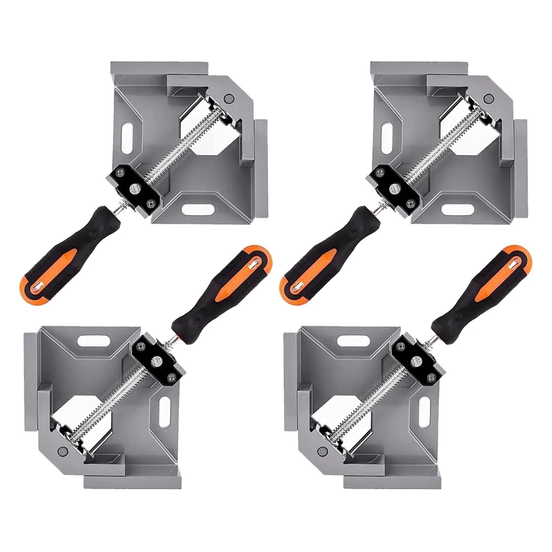 

4Pcs Corner Clamp 90 Degree Wood Clamp For Woodworking, With Adjustable Swing Jaw Aluminum Alloy Frame Clamp For Welding