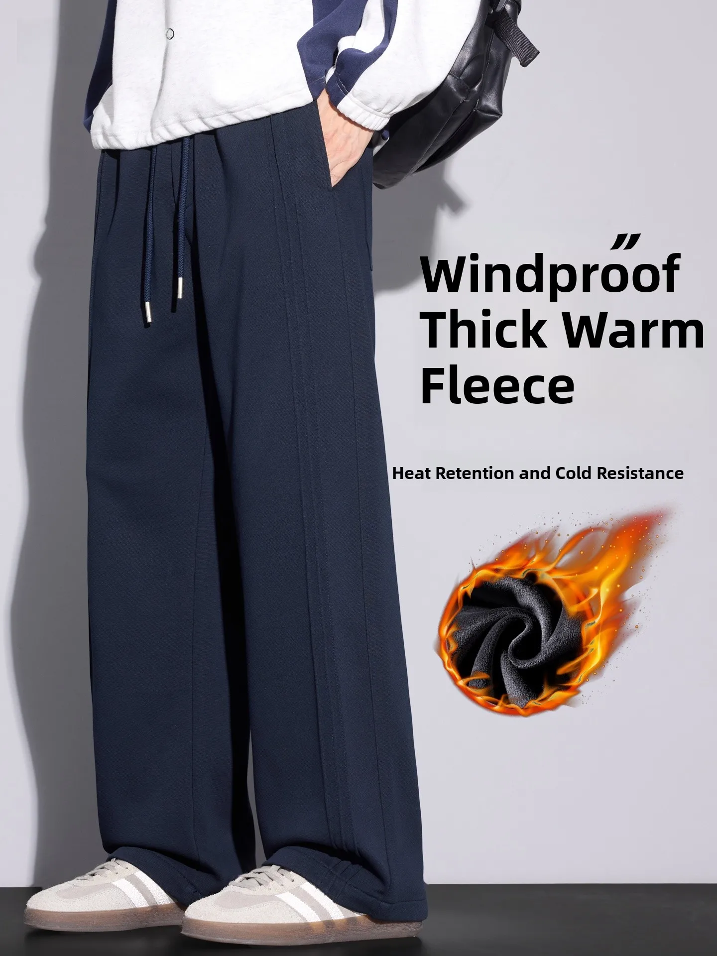 

Мужские повседневные брюки Thiened Fce, прямой крой, ветрозащитные, теплые зимние брюки для мужчин и молодежи, для ежедневных поездок на работу