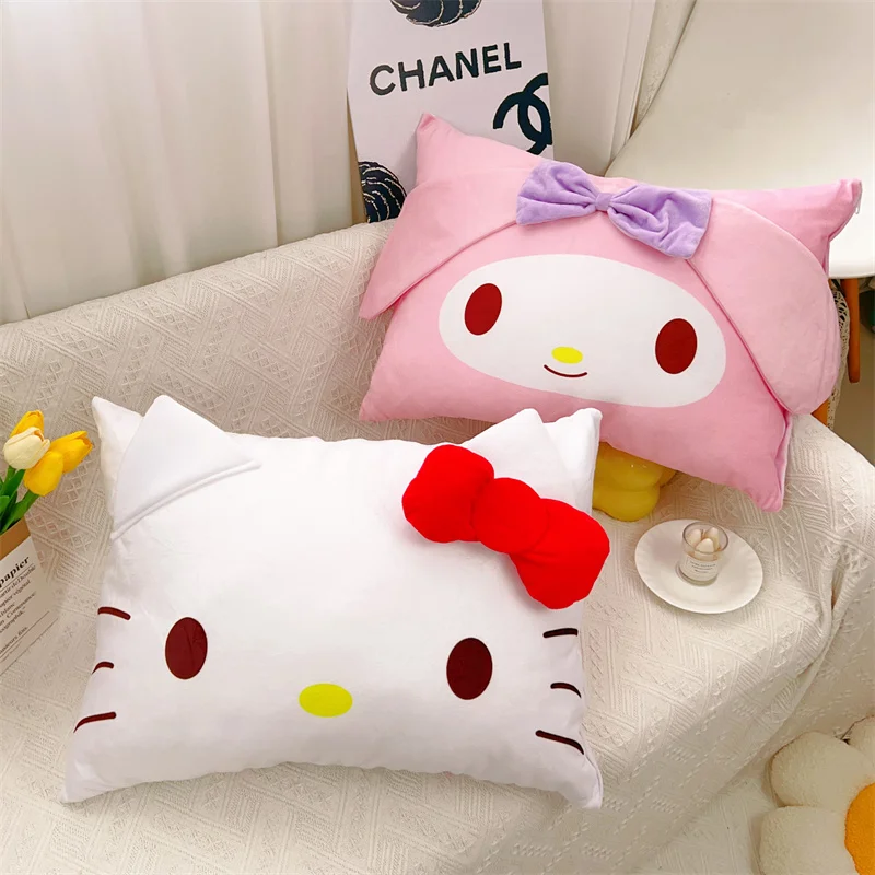 Sanrio Cartoon Pillowcase Kuromi My Melody Cinnamoroll Back Cushion Cover High Quality Japanese Style Sleeping Pillow Case Girl