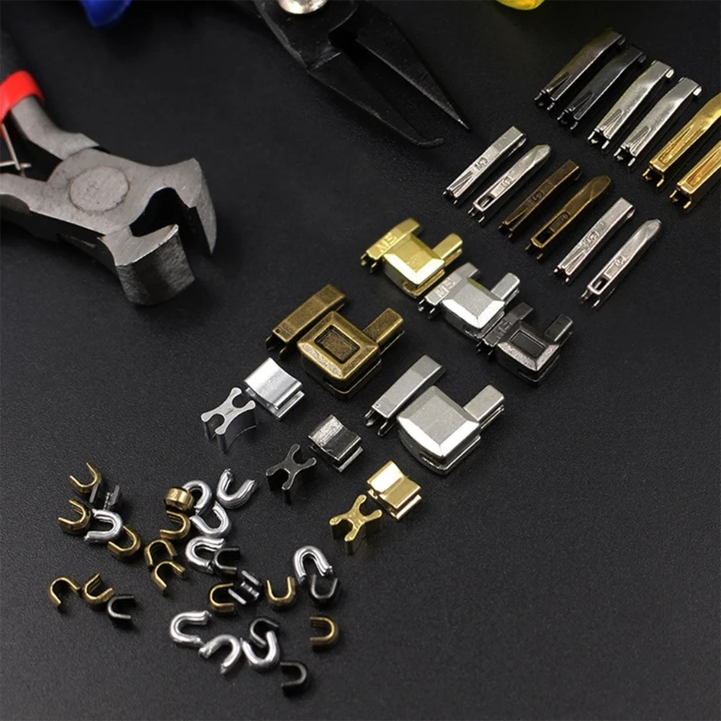 40sets #5 Zipper Repair Kits Metal Retainer Insertion Pin Zipper Top/Bottom Stop Metal Zipper Sliders Retainer