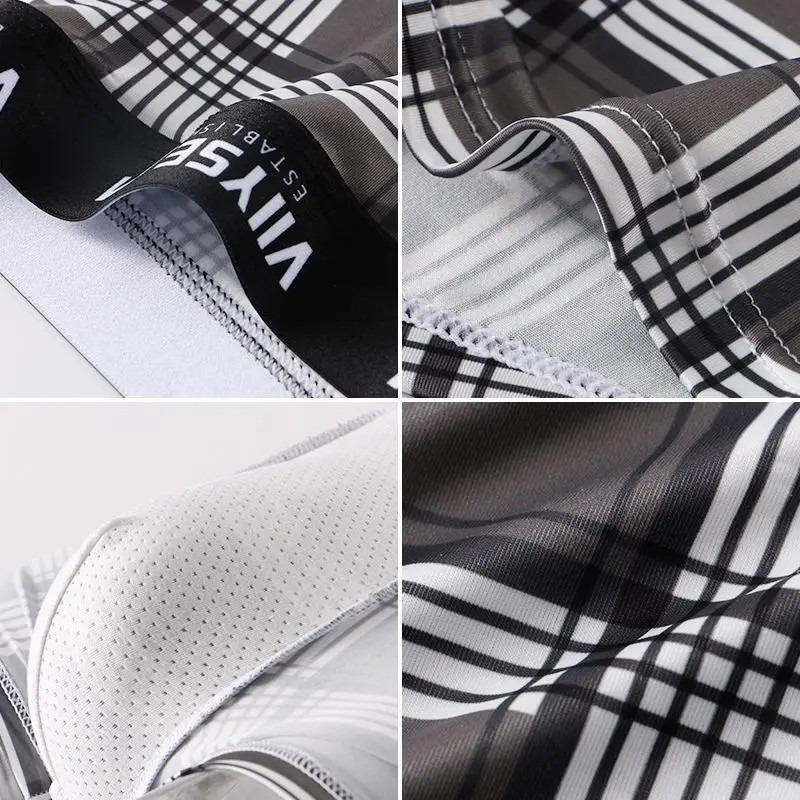 Ice Silk Smooth and Soft Briefs Men's Briefs Men's Quick-dry Boxers Thin Breathable New Plaid Print Stylish Ice Boxer Shorts