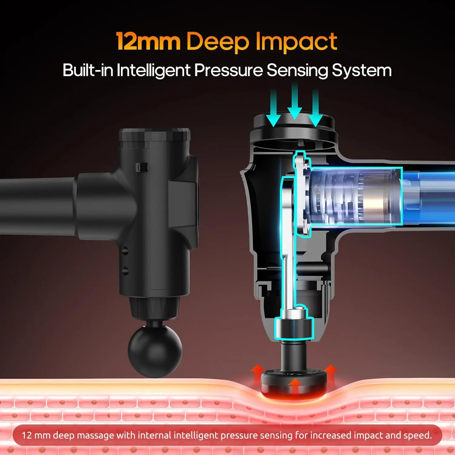 LINGTENG Deep Tissue Massage Gun, Portable Electric Muscle Massager, 20‑Speed Levels, 7 Massage Heads, 1800mAh Rechargeable Battery, Heat Function, with Storage Case, for Back Neck Shoulder, Father's Day Gift for Colleagues, Family, Parents, Friends view 4
