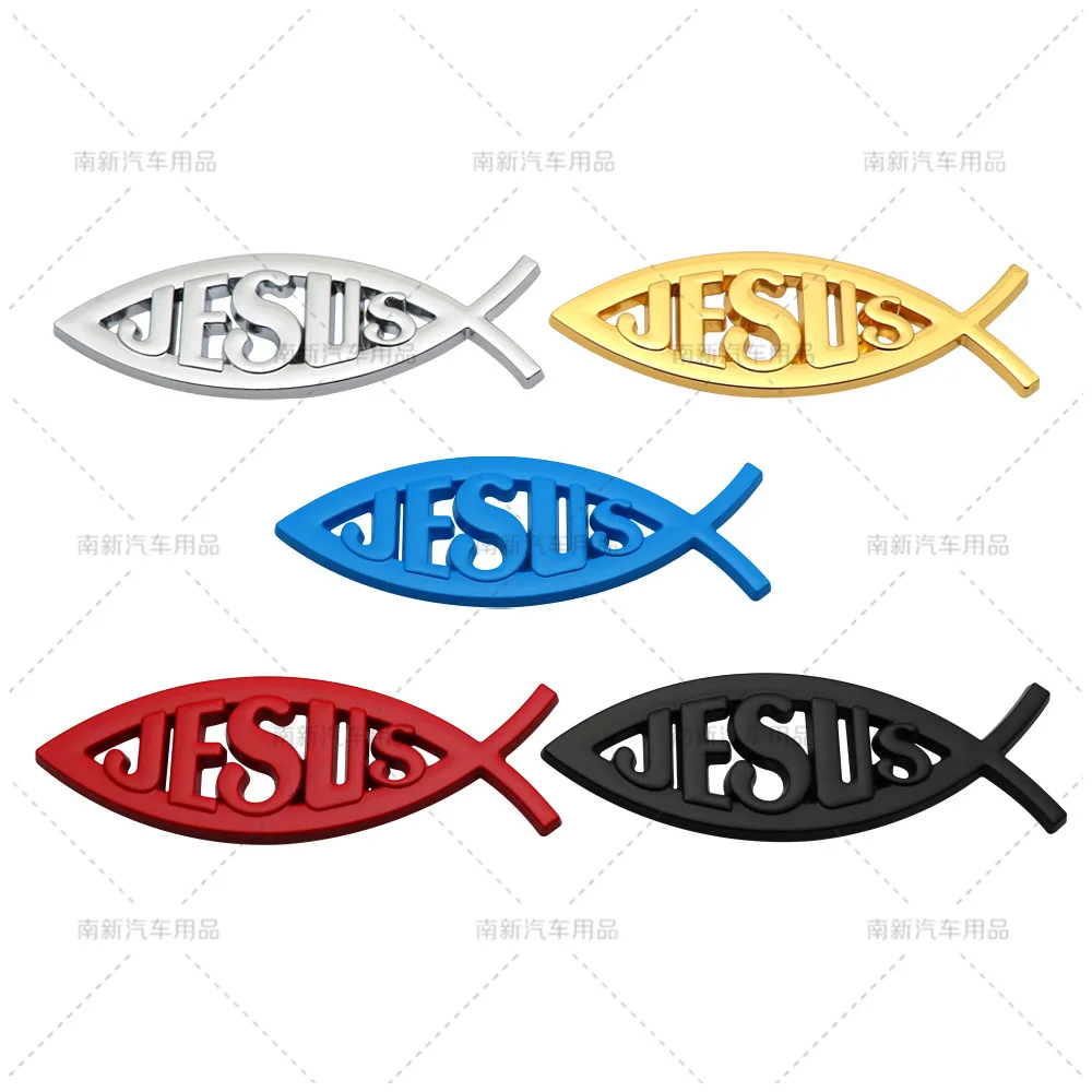 Car Styling 3D Metal Christian Jesus Fish Symbol Logo Decal Universal Car Body Window Truck Emblem Badge Decoration Sticker