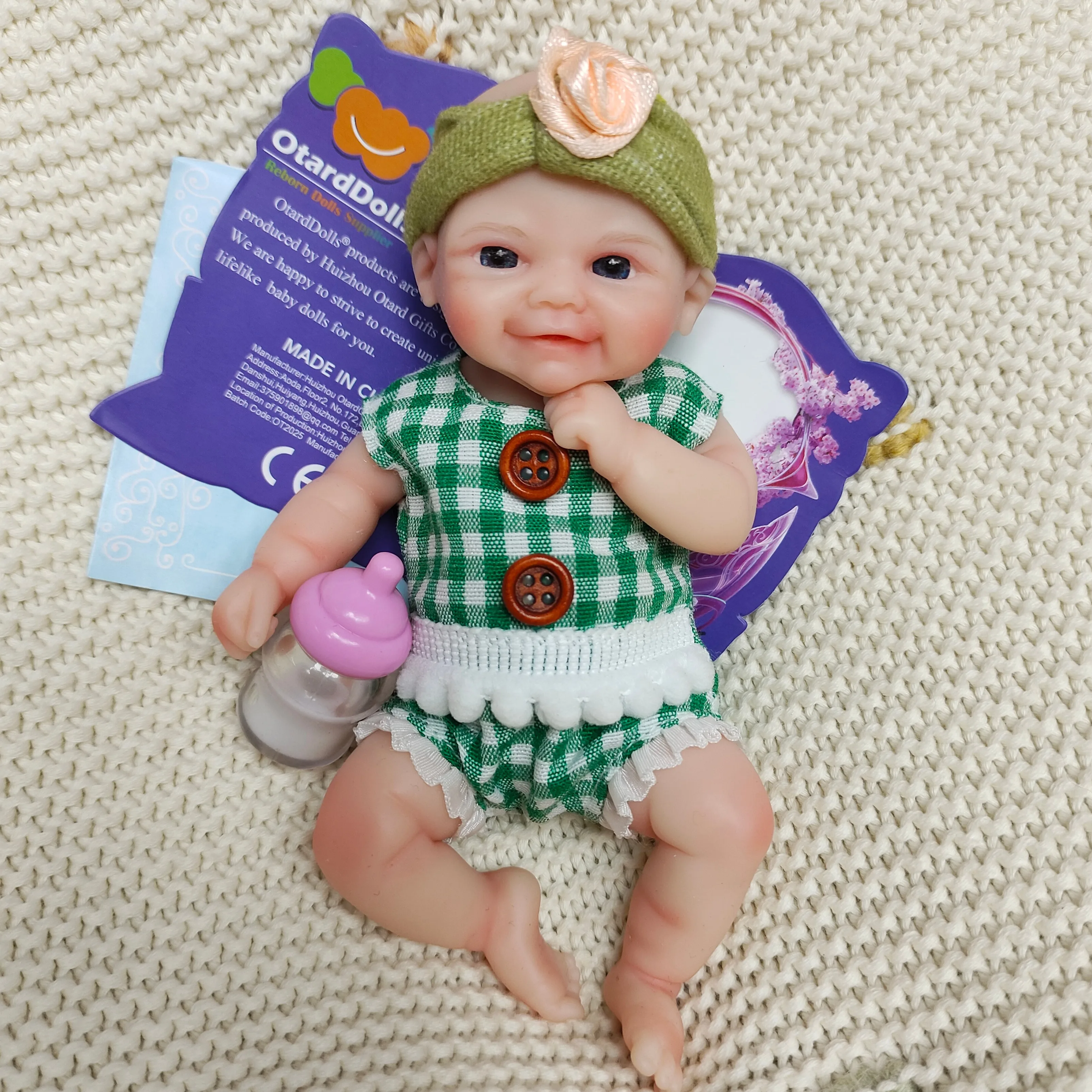 6 Inch/15cm Washable Mini Vivienne Full Silicone Reborn Girl Doll, Painted Realistic Skin, Soft Lifelike Bebe Reborn De Silicona - view 5