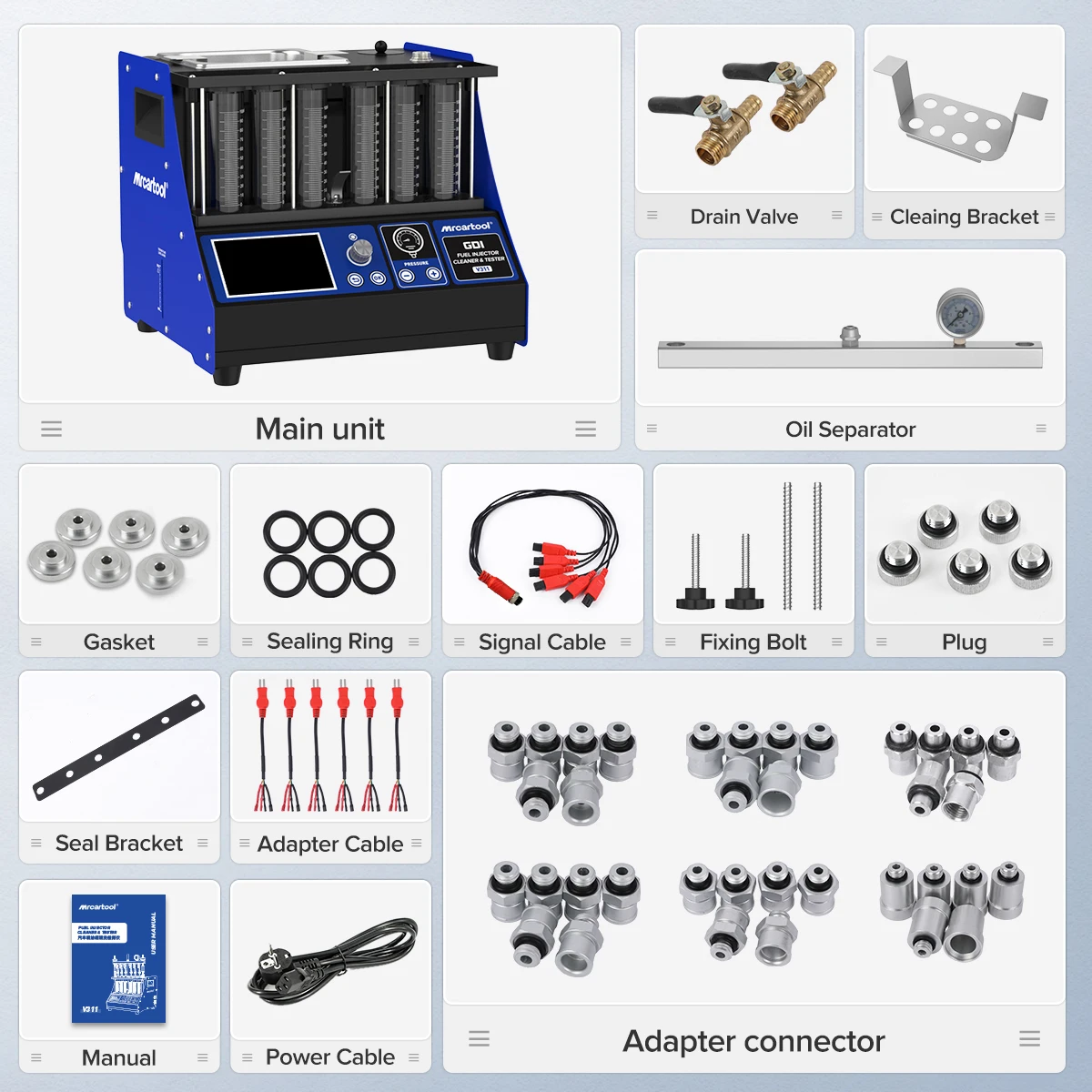 MRCARTOOL V311 GDI حاقن الوقود الأنظف وآلة الاختبار 6 اسطوانات حاقن الوقود الأنظف تستر للسيارة #6